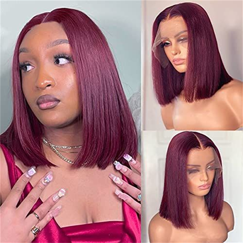 13x4 Straight Hair Colored BOB Lace Front Wig - 图片 6